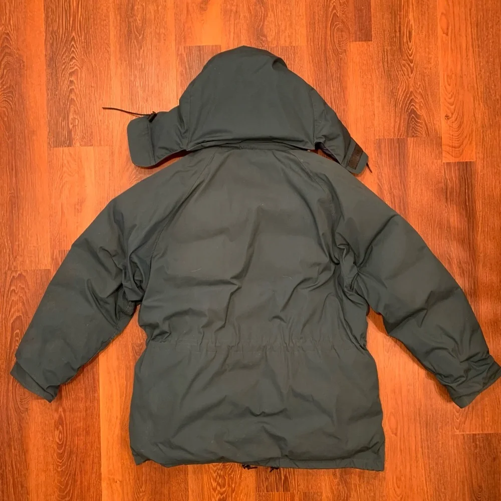 VTG Eddie Bauer Mens XL Green Goose Down Heavyweight Puffer Parka Removable Hood